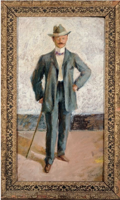 Ritratto di signore con bastone da passeggio
